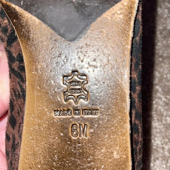 Donald J. Pliner | Arlie Leopard Print Suede Square Toe Elastic Ballet Flats 6M - Picture 7 of 7